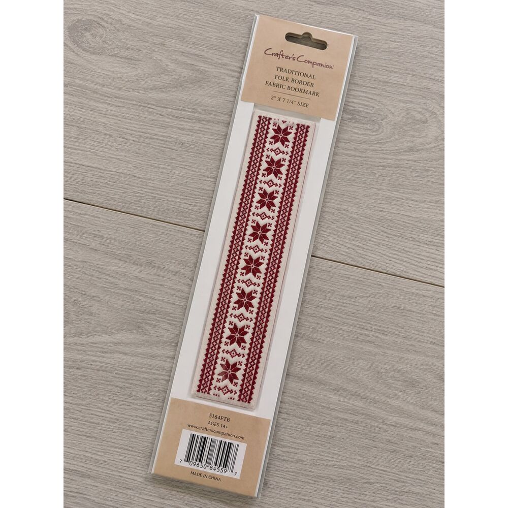 Textile Heritage Cross Stitch Bookmark Kit Red Geometric Folk Art Border Needlec